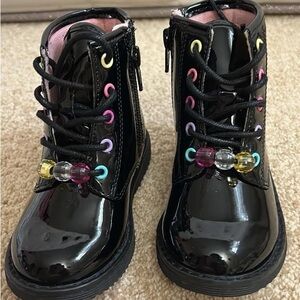 The Children's Place Black Patent Boots with Colorful Beads